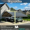 thumbnail image 5 of 20x20 ft Portable Garage Heavy-Duty Metal Carport Canopy Kit, All-Weather Shelter with Reinforced Galvanized Steel Frame, Snow Load Rated for RV, Truck, Boat & 2 Car Storage, Multi-Use Party Tent, 5 of 8