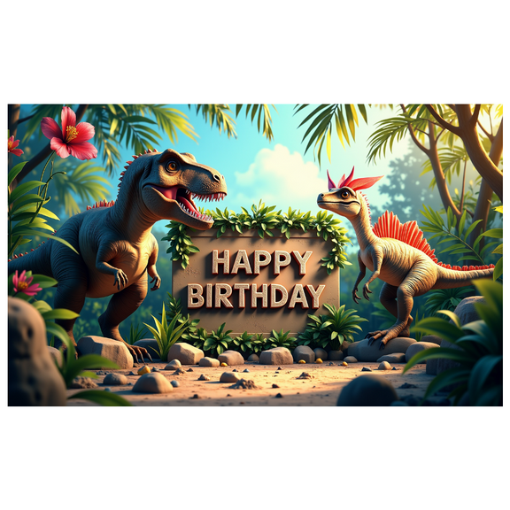 LUUFILx Dinosaur Birthday Party Backdrop Happy Birthday Banner Background Safari Jungle Photography Props Decorations Kids Party Supplies Celebration
