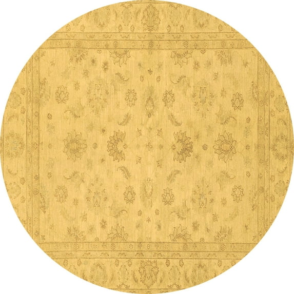 Ahgly Company Indoor Round Oriental Brown Traditional Area Rugs, 8' Round