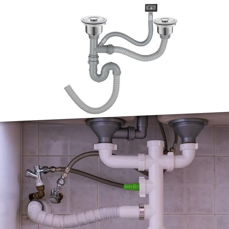 Sink Drain Pipe Drainage Pipe Sink Strainer Easy to Install Deodorant Drain  Pipe Sink Drain Assembly Drain Hose for Home Sink Double slot 