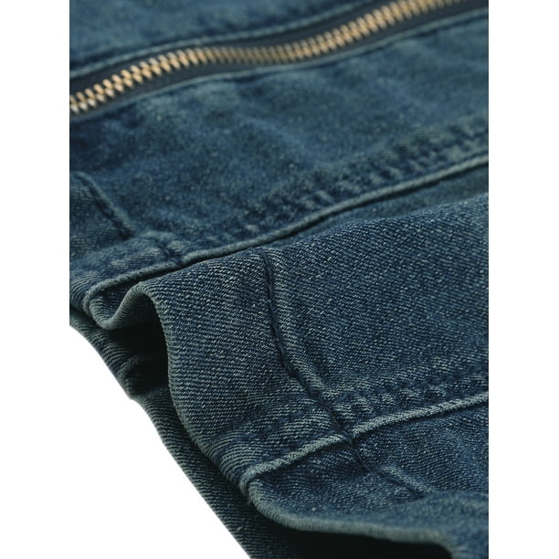 Allegra K Women s Denim Zip Front Mini Jean Skirt Blues M Walmart