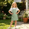 thumbnail image 2 of Bainana Kids Girls Sleeveless Plaid Printed Overalls Dress With Pocket Comfortable Casual Child Suspender Dress For Outdoor Play Size 12-13 Years Green, 2 of 7