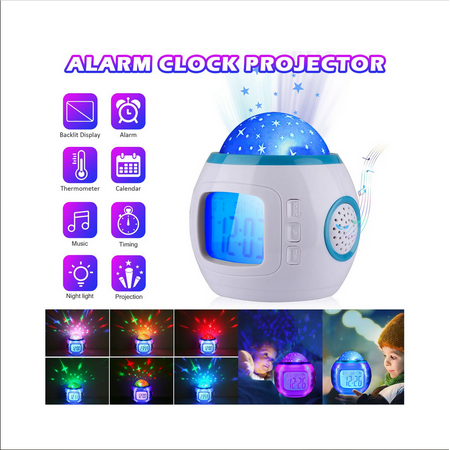 

Starry Sky Alarm Clock Projector for Kids Sky Star Night Light Projection Lamp Bedroom Clocks with Music Snooze Backlight Calendar Thermometer Birthday Gift for Children Baby Infants Boys Girls