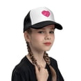 thumbnail image 4 of PAYOHTO Kids Pink Bright Heart Pattern Baseball Hat Back Adjustable Mesh Breathable Hats Black Trucker Cap Outdoor Fishing Sun Caps for Boys or Girls ages 4-10, 4 of 9