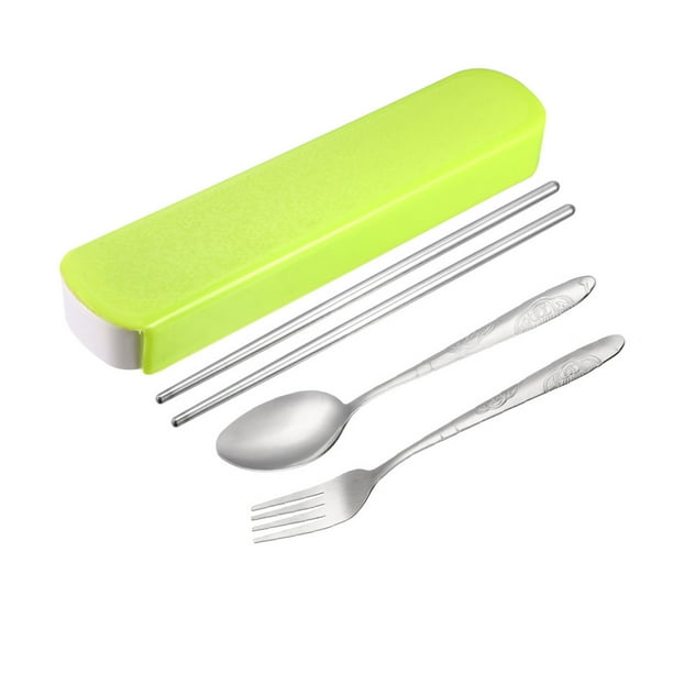 Travel 3in1 Tableware Stainless Steel Fork Spoon Chopsticks Pen Cutlery Set 