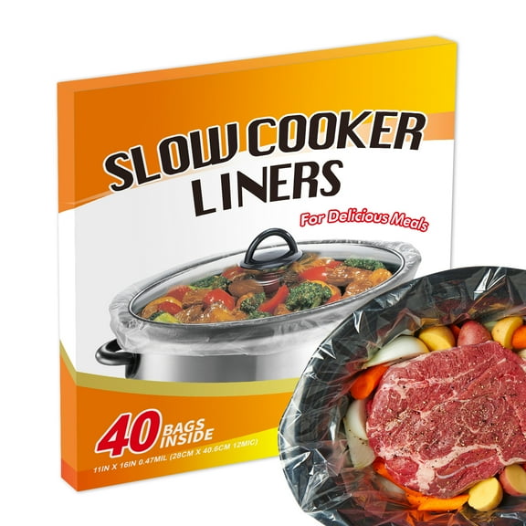 Slow Cooker Liners Disposable Cooking Bags Small Size Pot Liners Fit 1QT to 3QT Suitable for Oval & Round Pot (40 Liners)