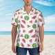 thumbnail image 2 of Balery Hand Drawn Watermelon Camisas hawaianas de manga corta para hombre, camisas playeras de corte holgado, camisas de vacaciones con botones,Small, 2 of 7