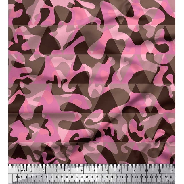 Soimoi Tissu en Poly Georgette Imprimé Camouflage Bicolore au Mètre 52 Pouces de Large
