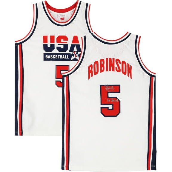 David Robinson San Antonio Spurs Autographed White Mitchell & Ness 1992 USA Authentic Jersey with "The Admiral" Inscription - Fanatics Authentic Certified