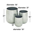 thumbnail image 3 of DecMode 21", 16", 13"H Wide Hammered Silver Aluminum Metal Planter (3 Count), 3 of 14
