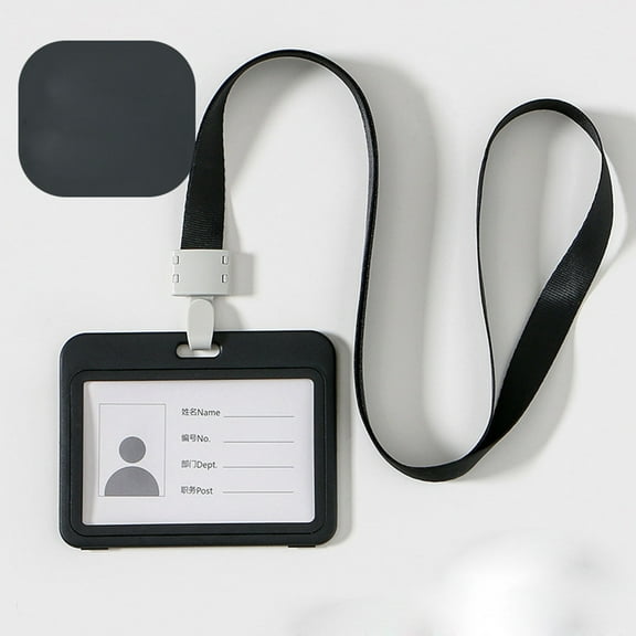 Lloopyting Card Sleeves Lanyards for Id Badges Double-Sided Transparent Employee Work Card Holder Employee Plastic Id Card Black 15*10*2cm