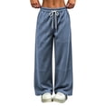 thumbnail image 2 of Kezqiaxn Wide Leg Sweatpants Women Plus Size Fashion Drawstring Elastic Waist Athletic Pants with Pockets Winter Clothes, 2 of 8
