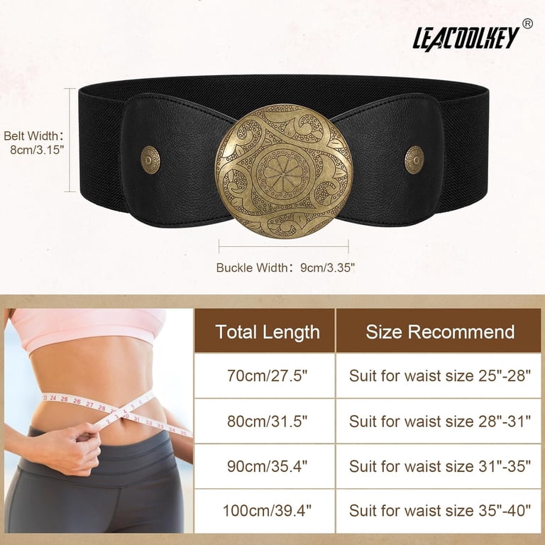1512 Women Wide Elastic Belt Western Buckle Vintage Strecth Waist Women Wide Elastic Belt Western Buckle Vintage Strecth Waist  main image 2