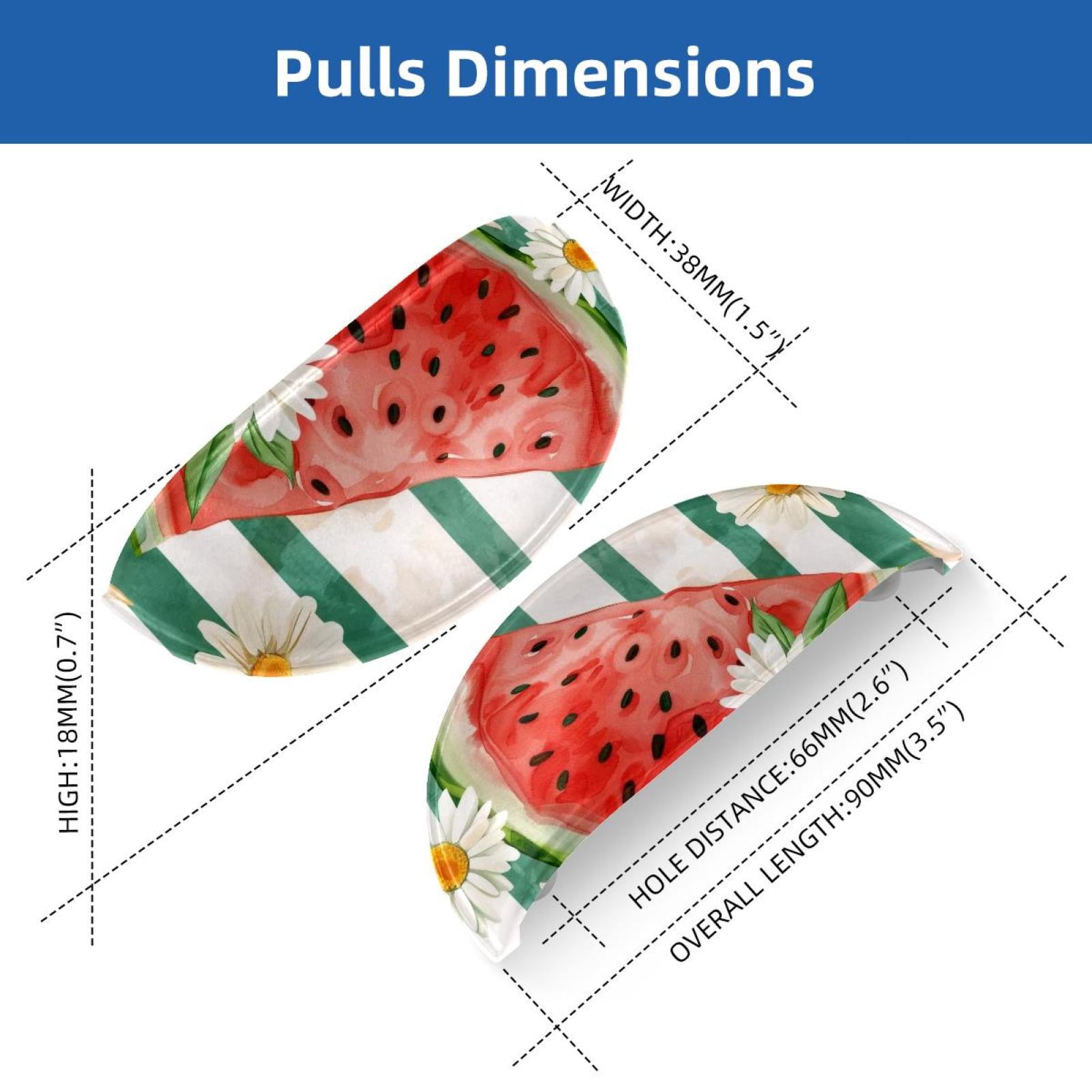 PhooArto 6 Pcs Cup Drawer Pulls, Daisy Flowers Watermelon Stripe Shell Shape Handles Cabinet Knobs for Dresser Cupboard Closet Wardrobe with Screws