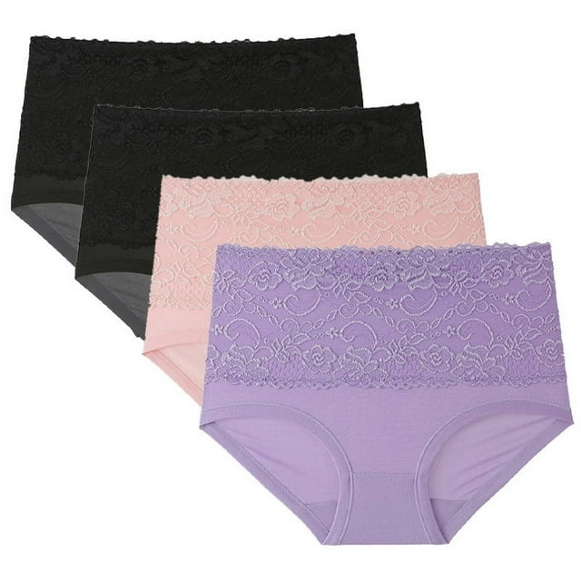 DPTALR 4 Pcs Shorts Gainants Taille Haute en Dentelle pour Femmes
