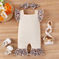 thumbnail image 3 of Bagilaanoe Newborn Baby Girl Summer Jumpsuit Leopard Print Fly Sleeve Bodysuit + Headband 3M 6M 9M 12M 18M Infant Casual One Piece Romper, 3 of 7