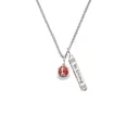 thumbnail image 2 of Delight Jewelry Silvertone Red Enamel Firefighter Helmet Silvertone Be Strong and Courageous Bar Charm Necklace, 23", 2 of 4