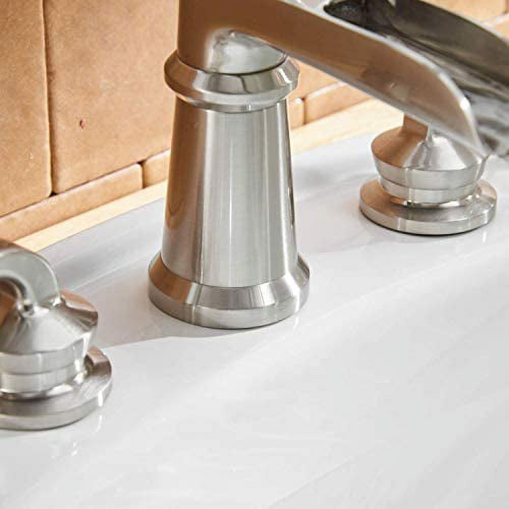 BWE Waterfall 8-16 Inch 3 Holes Two Handle Brushed Nickel Widespread Commercial Bathroom Sink Faucet