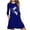 Blue, variant on Plus Size Dresses For Women Women's Printed Long Sleeve Pockets Casual Wild Dress Loose Dresses