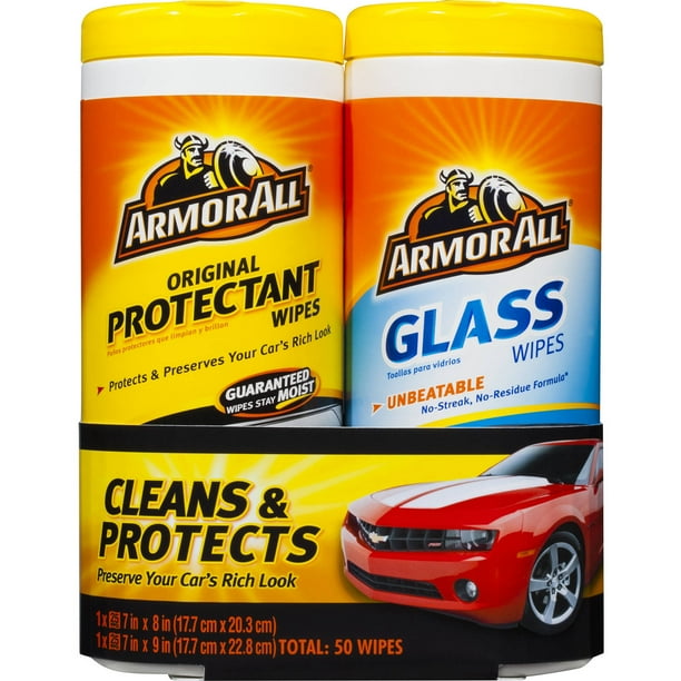 Armor All 25Count Protectant/Glass Wipes, (2Pack