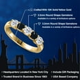 thumbnail image 2 of Gem Stone King 10K Yellow Gold White Topaz and Black Onyx Wedding-Bands Ring for Women | 0.91 Cttw | Round 3.5MM | Gemstone November Birthstone | Size 8, 2 of 6