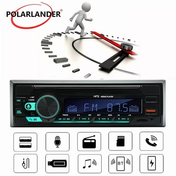 Hands-free Calls Car Stereo 1 Din Radio MP3 Player 740 Microphone USB/TF/AUX Bluetooth Remote Control 2 USB FM