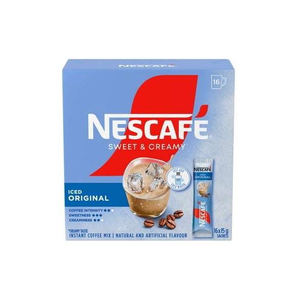 Sweet & Creamy Instant Iced Coffee Mix, Single-serve Sachets Containing Coffee, Coffee Whitener & Sugar, Just Add Cold Water And Ice, 100% Responsibly Sourced Coffee, 240 g