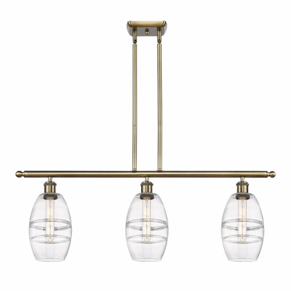 516-3I-AB-G557-6CL-Innovations Lighting-Vaz - 3 Light Stem Hung Island In Industrial Style-8.63 Inches Tall and 36 Inches Wide-Antique Brass