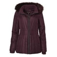 thumbnail image 1 of Womens Winter Coat Faux Fur Trim Hooded Down Alternative Puffer Jacket - Wine (Small), 1 of 4