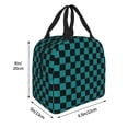 thumbnail image 4 of Kdxio Black And Teal Checkerboard Print Insulated Lunch Bag,Reusable Tote Lunch Box for Women Men,Leakproof Cooler Lunch Bags for Work Office Travel Picnic, 4 of 6