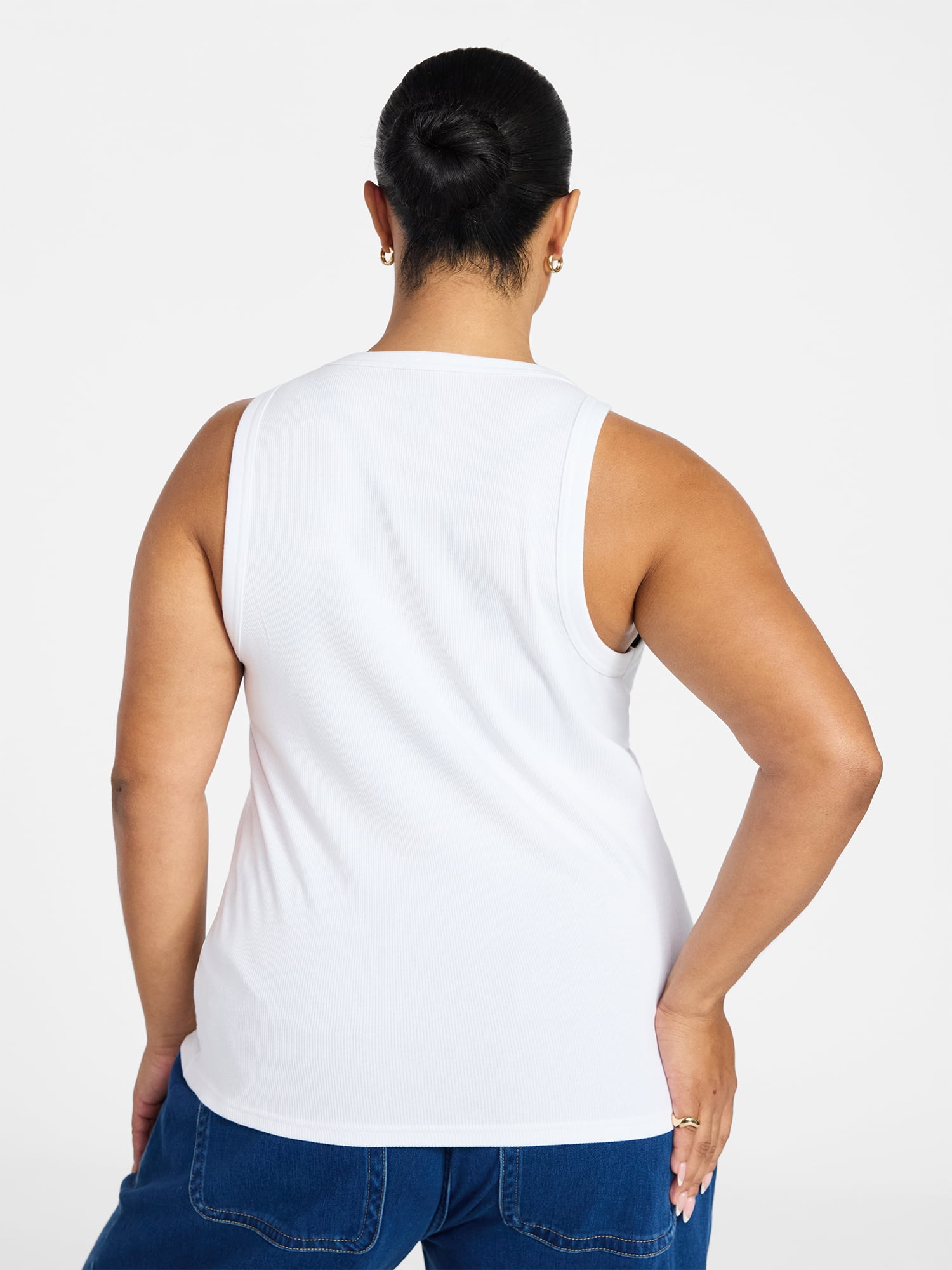 Terra & Sky Women's Plus Sleeveless Ribbed Scoop Neck Tank Top, Sizes 0X-5X