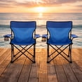 thumbnail image 2 of Sillas Plegables para Camping Pesca Playa y Exteriores de Lona Impermebale con Porta Vaso Ligera - Sillas para Exterior Ergonomica con Estructura de Acero y Funda Transportadora Set 2 Sillas, 2 of 7