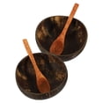 thumbnail image 4 of 2 juegos de ensaladeras de cáscara de coco, delicados recipientes para alimentos hechos de cáscara de coco con cuchara, 4 of 7