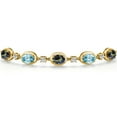 thumbnail image 3 of Gem Stone King 18K Yellow Gold Plated Silver Blue Mystic Topaz and Blue Zircon Bracelet for Women | 5.35 Cttw | Gemstone November Birthstone | Oval 7X5MM | Fully Adjustable 9 inch, 3 of 6