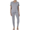 thumbnail image 5 of N Natori Women's Sweater Knit Short Sleeve Top & Jogger Lounge Set (Grey, XXL), 5 of 5