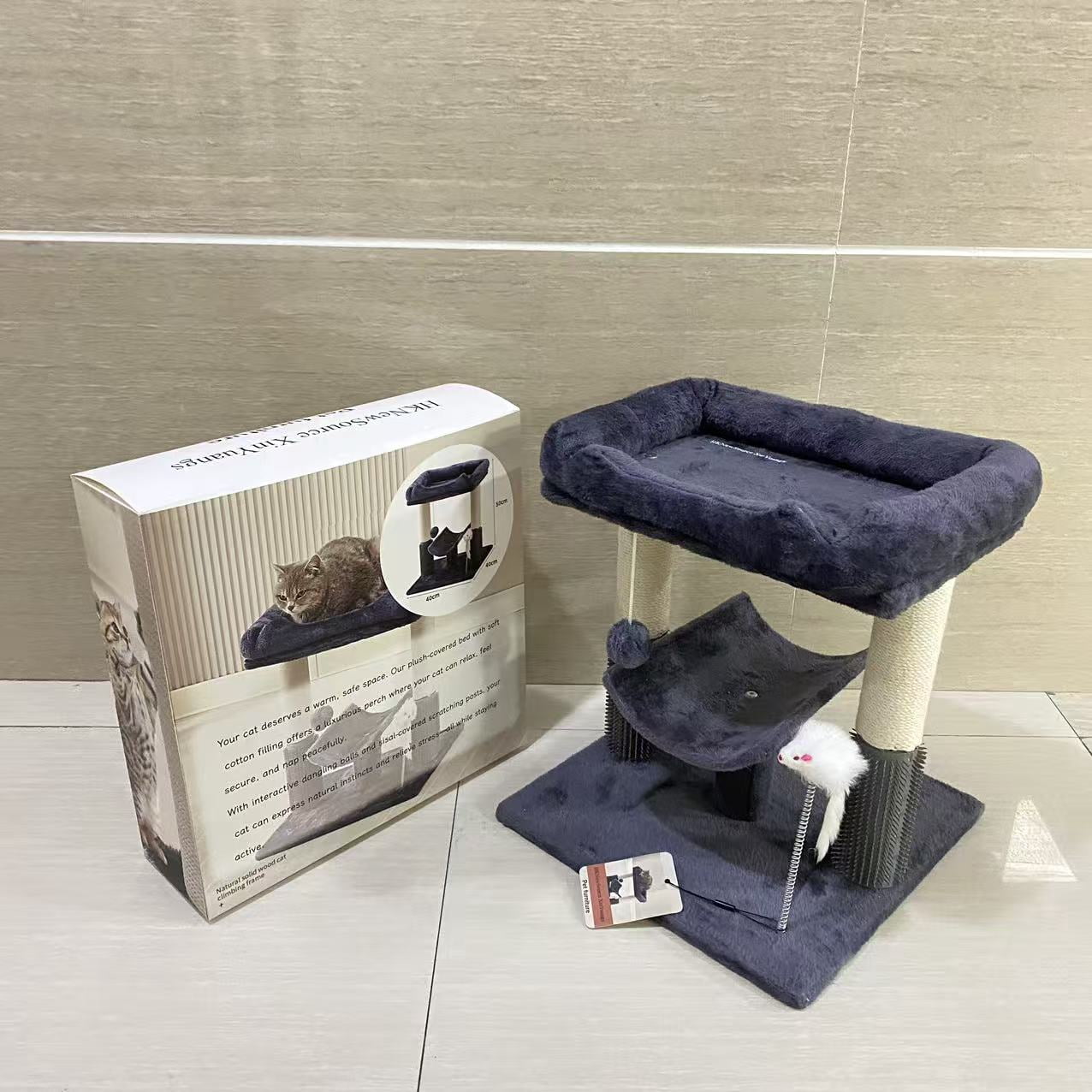 HKNewSource XinYuangs Pet furniture,Cat Tree Tower for Indoor Cats, Tall Cat Scratching Post with Large Bed for Maine Coon Big Cats, Stable Cat Stand, Removable Cover-Gray