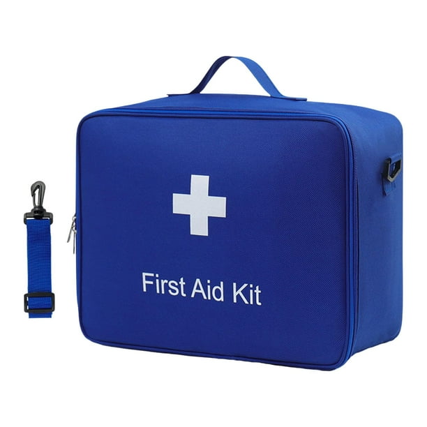 Bolsa de almacenamiento para botiquín de primeros auxilios con múltiples compartimentos. Azul