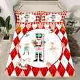 thumbnail image 2 of Homewish Merry Christmas Kids Bed Sheets, Vintage Red Sqaure Abstract King Sheets, Nutcracker Mouse Guard Sheet Set, Breathable Home Decor, 4pcs, 2 of 7