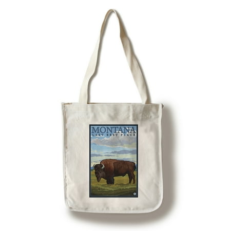 Montana, Last Best Place - Bison - Lantern Press Original Poster (100% Cotton Tote Bag - (Best Places To Backpack In Asia)