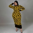 thumbnail image 4 of AURA Plus Size Plaid Print Maxi Dress Crewneck Long Sleeve Patchwork Elegant Sweet Style Long Dress for Fall Winter, 4 of 6