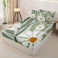 thumbnail image 2 of Erosebridal Boho Minimalist Zipper Twin Comforter Sets with Fitted Sheet and 2 Pillowcases,Daisy Floral Print Zipper Bedding Set,Green Orange White,Grey Reversible, 2 of 6