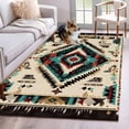 thumbnail image 3 of 3x5 Washable Area Rug, Ethnic Style Pattern Non-Slip Rectangle Rug for Living Room Bedroom, Retro Red Brown Weaving Art Indoor Low Pile Floor Mat for Home Decor, 3 of 9