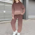 thumbnail image 2 of Girls Boys 2 Piece Sweatsuits Sets Hoodie Sweatshirt and Jogger Sweatpants Tracksuit Unisex Kids Sweat Set (14-15 Years, Brown|Gradient), 2 of 6