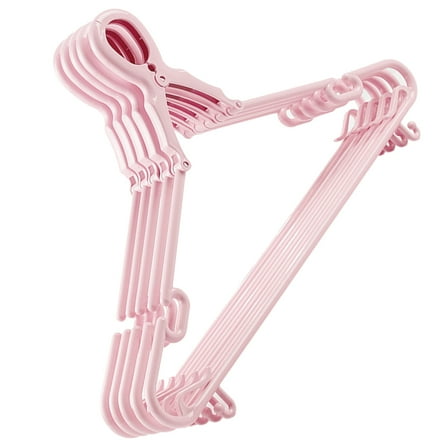 GAXIRE 5Pcs Pink Plastic Clothes Hangers Windproof with Non-Slip Clips