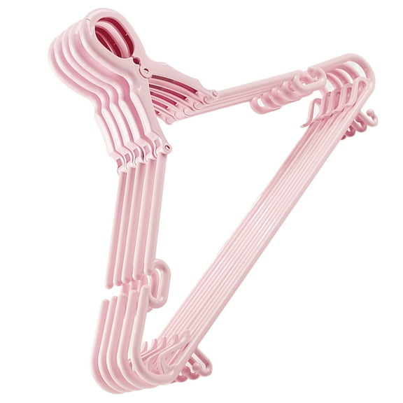 GAXIRE 5Pcs Pink Plastic Clothes Hangers Windproof with Non-Slip Clips