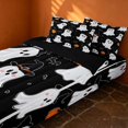 thumbnail image 2 of Erosebridal Kawaii Ghost Zipper Full Size Comforter Sets with Fitted Sheet and 2 Pillowcases, Halloween Witch Hat Zipper Bedding Set for Boys Girls, Black Purple, Black Reversible, 2 of 7