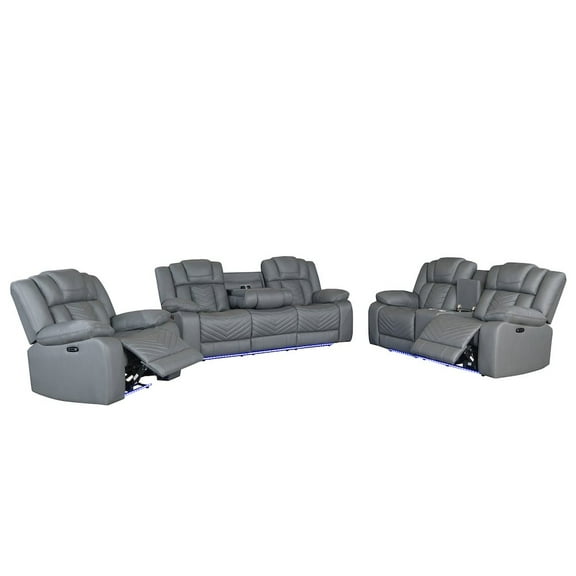 Global Furniture USA U7068 Gray Fabric 10 Power Reclining Set
