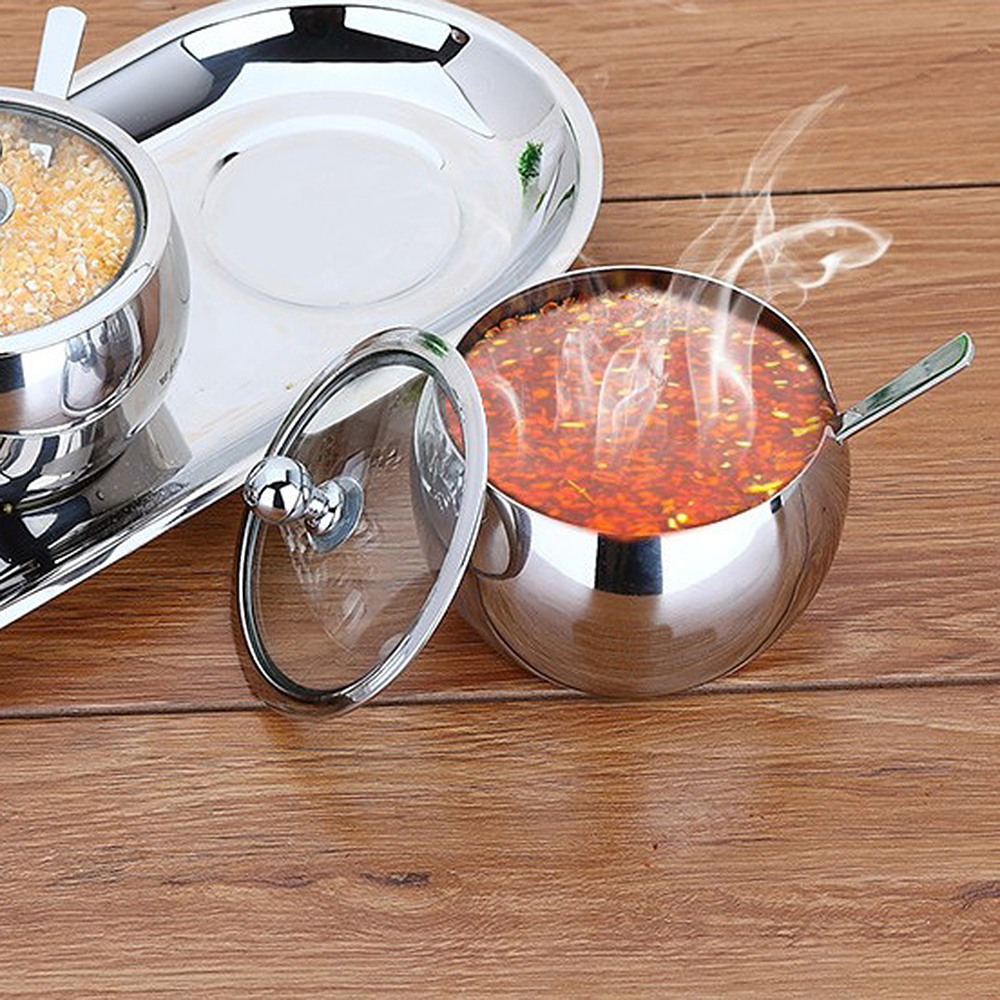 1pc LNIEGE Sugar Bowl Sucre en Acier Inoxydable Pot avec Une cuill/ère de Sucre Accueil Distributeur de gobelets bo/îte-Cadeau