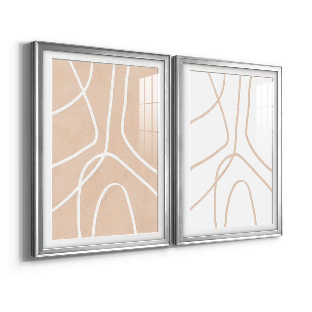 Wexford Home Clean Contour III Premium Framed Print, 18.5" x 24.5" - Ready to Hang, Silver (Set of 2)