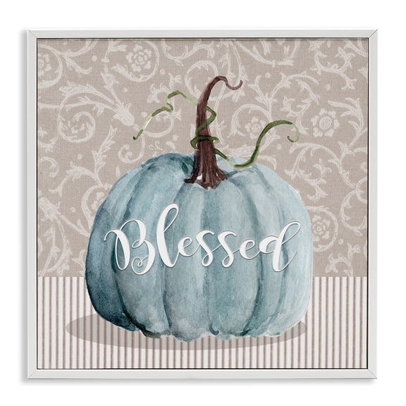 Stupell Industries Traditional Seasonal Blessed Pumpkin Patterned White Framed Giclee Art, 12 x 12, by Livi Finn